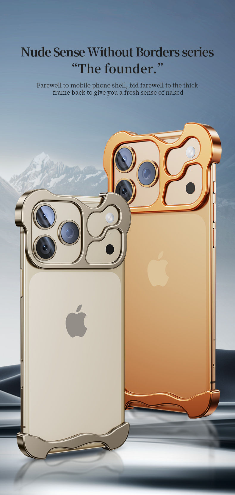 섬네일: Protector elegante y moderno para iPhone con parachoques de metal irregular