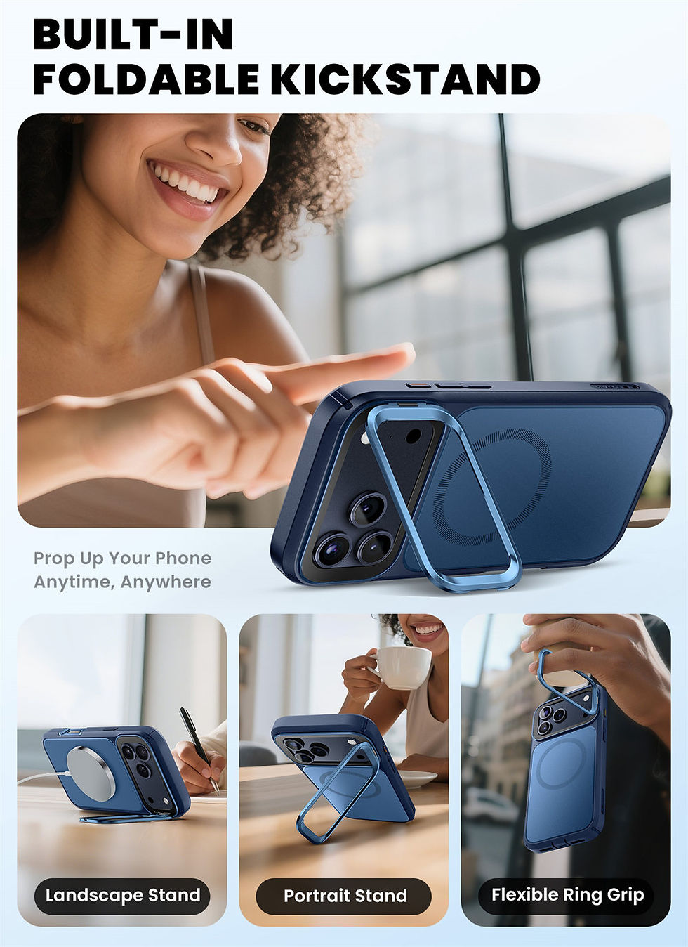 Miniatura: Funda I-BLASON magnética con soporte y vidrio templado para iPhone 17 Pro Max 6.9"