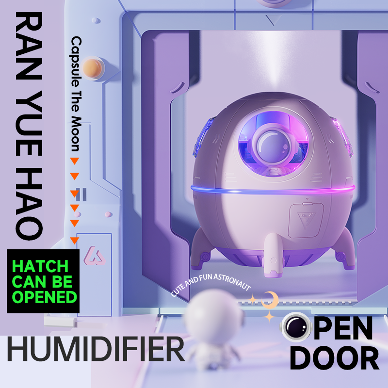 Miniatura: Humidificador cápsula espacial ATcomm 220 ml con luz LED multicolor