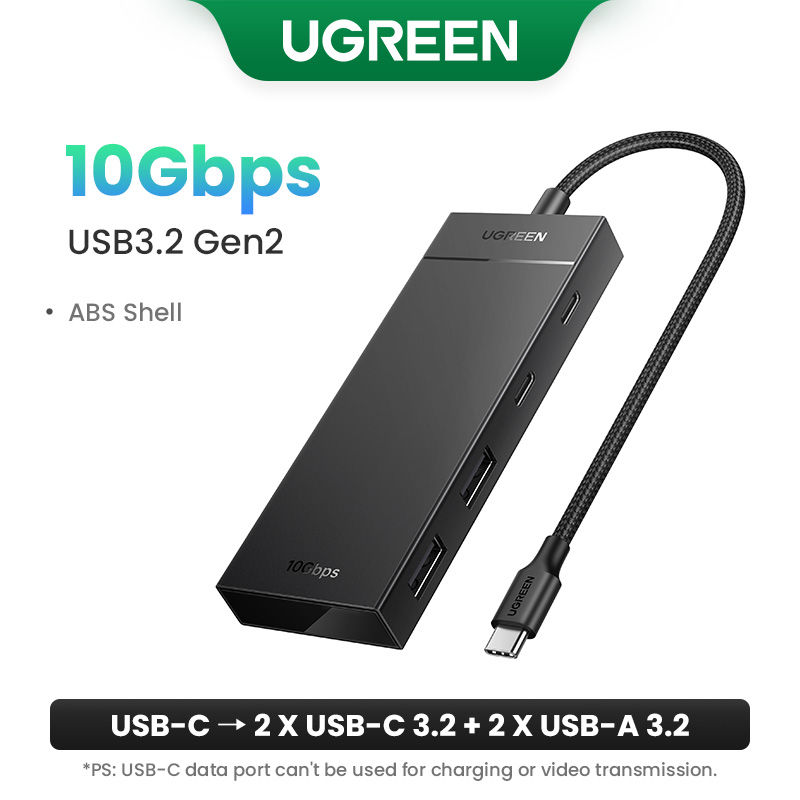 Miniatura: Hub USB tipo C UGREEN 4 en 1 con 4 puertos USB 3.0 5Gbps color gris espacial.