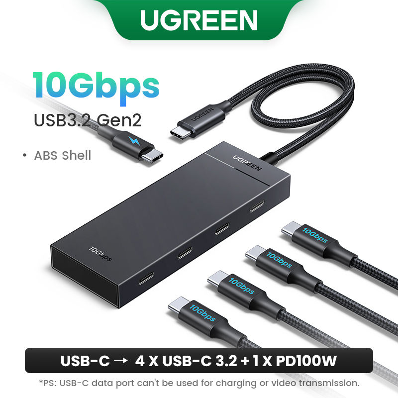 섬네일: UGREEN USB-C Hub 3.2 Gen2 – 4 puertos con velocidad 10 Gbps para MacBook.