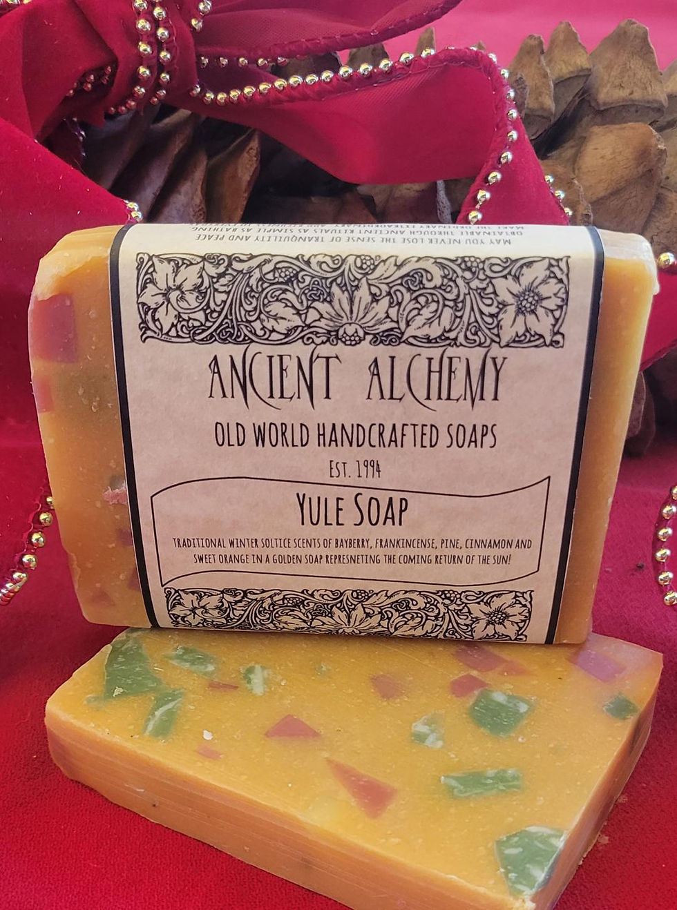 yule soap, christmas soap, holiday soap, ancient alchemy, handcrafted soap, handmade soap, solstice soap