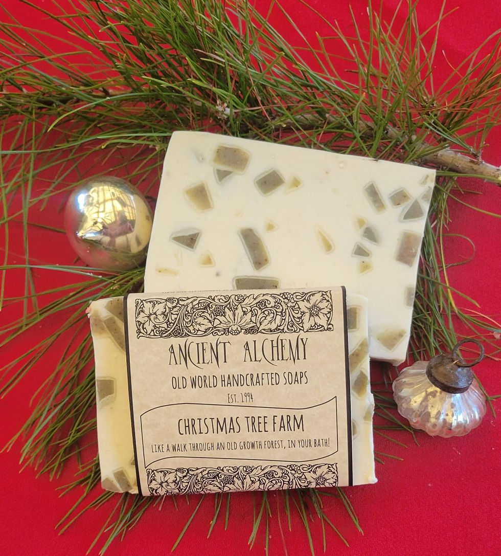 christmas tree farm soap, christmas soap, holiday soap, ancient alchemy, handcrafted soap, handmade soap,