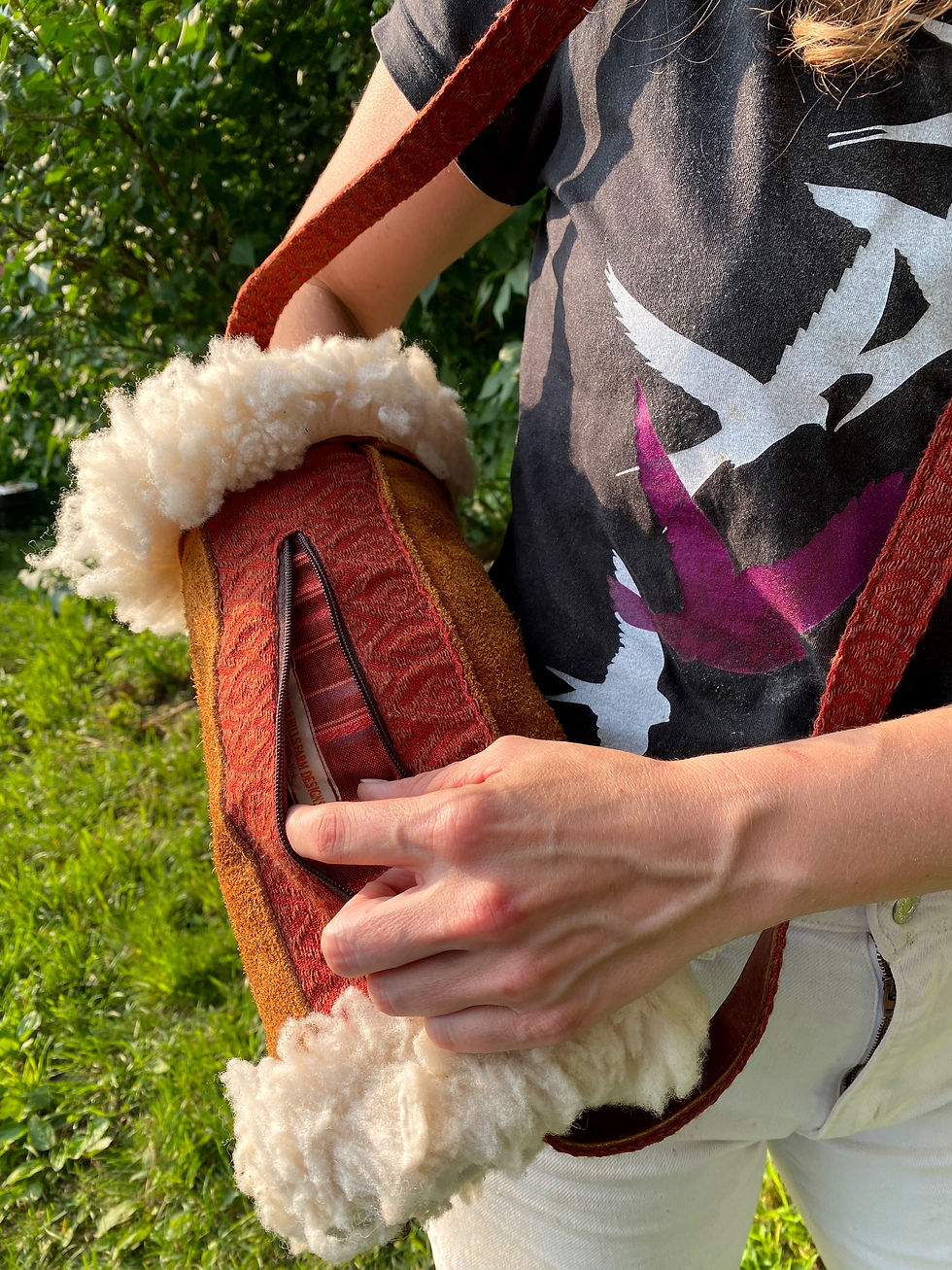 Thumbnail: Sheepskin Hands Warmer Muff Shoulder Bag
