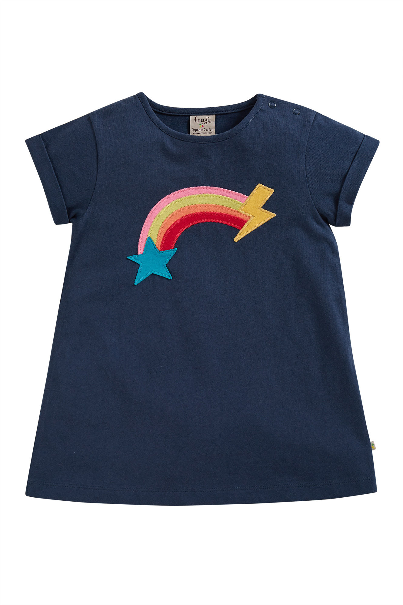 Frugi- Lizzy- Top- T- Shirt- Indigo- Rainbow
