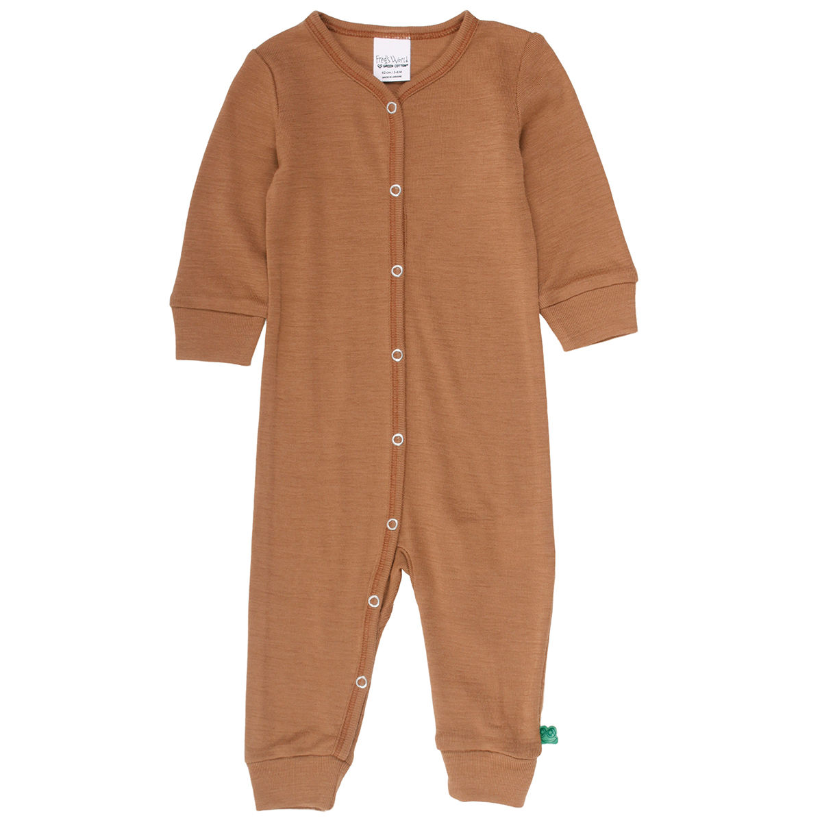 Freds World Woll- Bodysuit-Strampler ohne Füsse Almond by Green Cotton