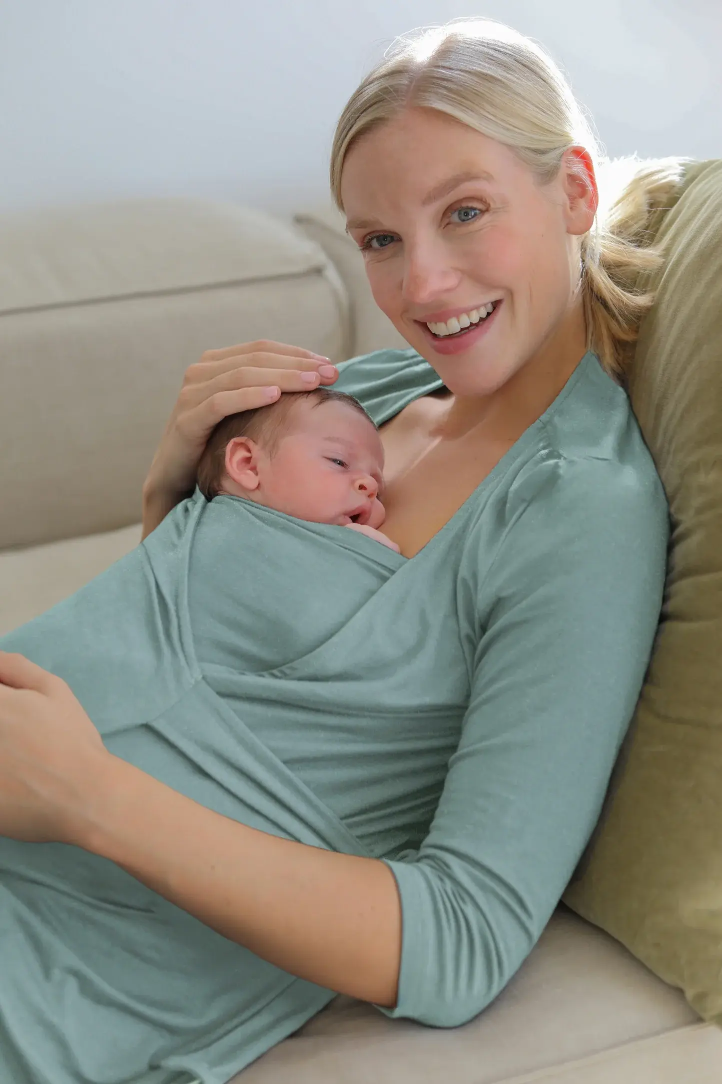 Mamarella- Ecovero- Skin to Skin- Baby- Bonding- Shirt- sage