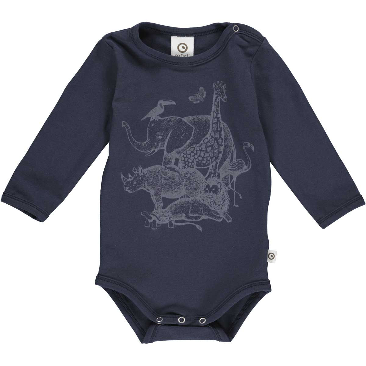 Müsli- Savannah-Body- mit Aufdruck- Night Blue- By Green Cotton