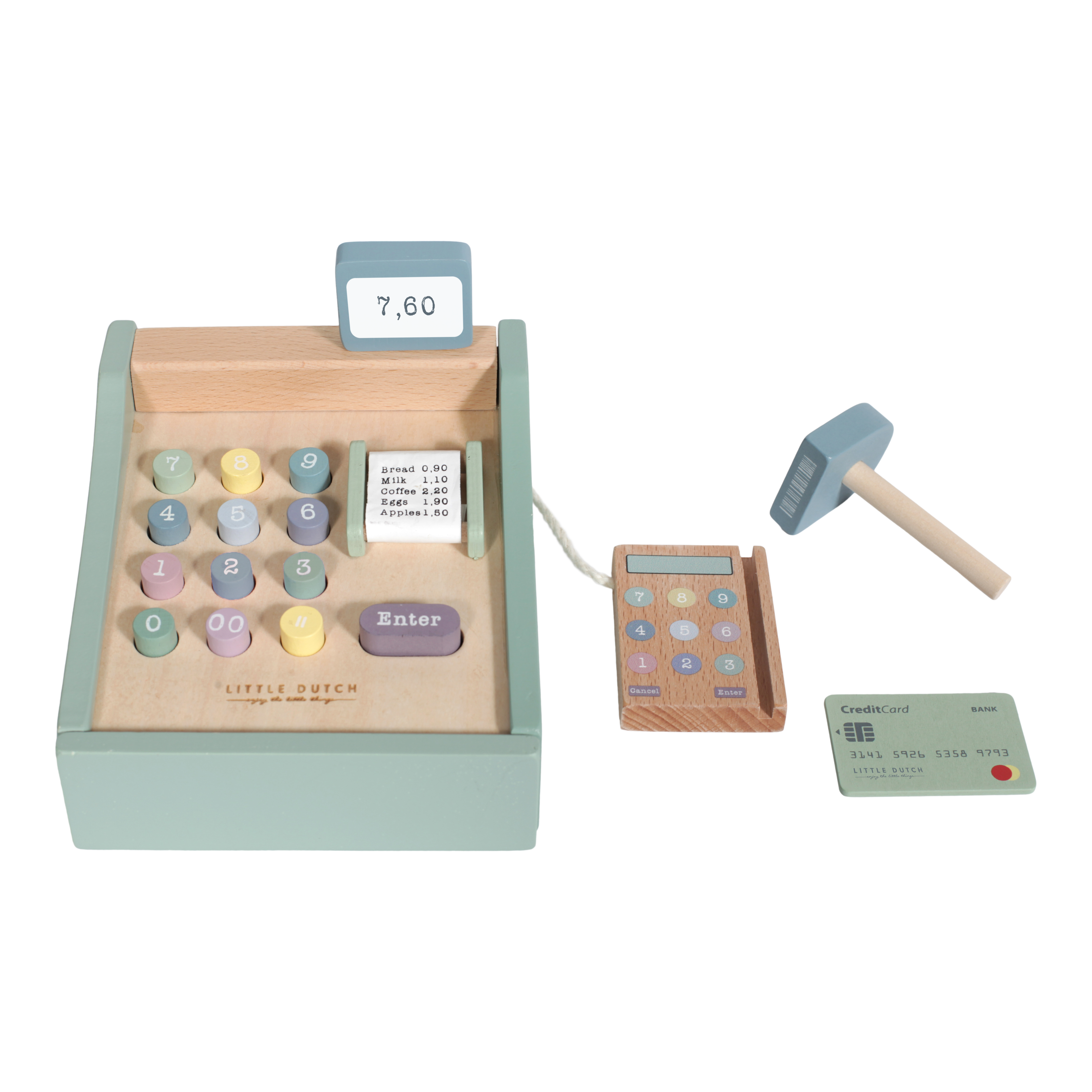 Little Dutch- Holz- Spiel- Kasse- mit Scanner- Adventure- Mint