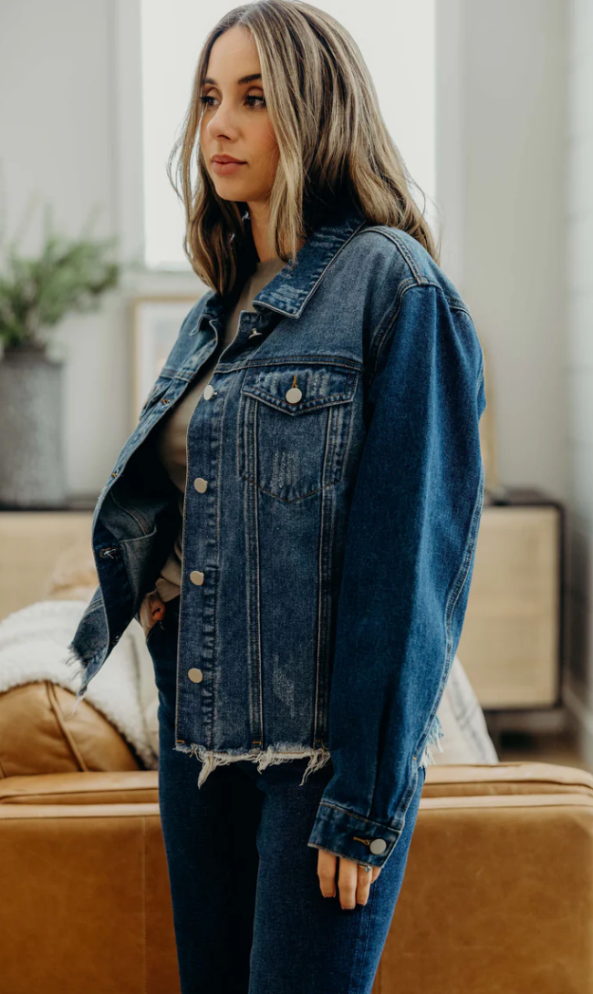 Thumbnail: MikaRose Distressed Denim Jacket