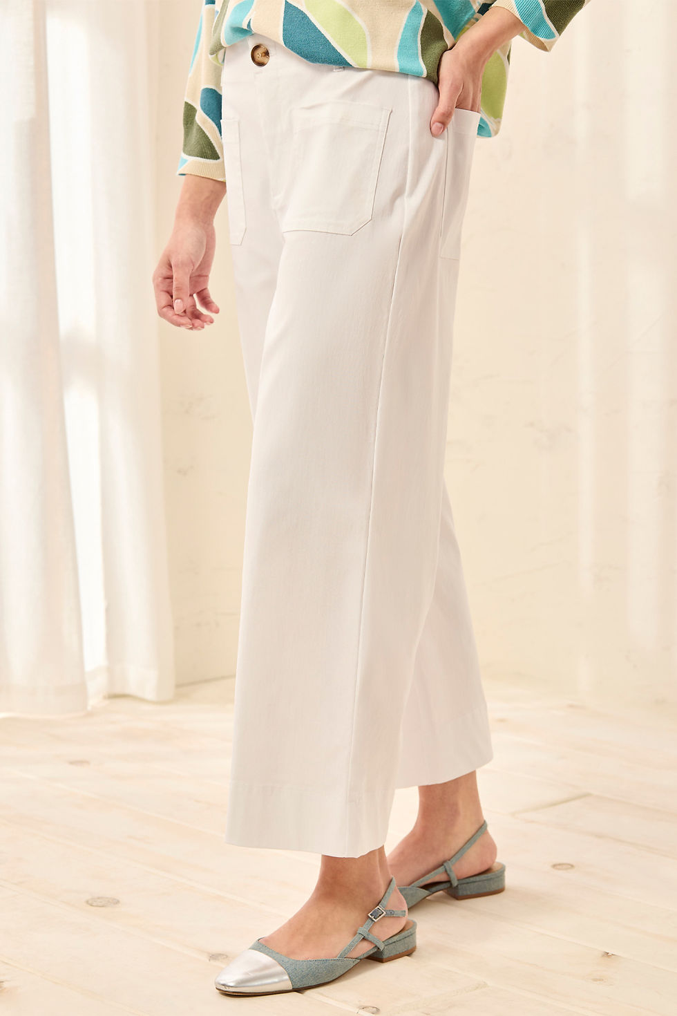 Thumbnail: TRIBAL Stretch Twill Wide-Leg Ankle Pants