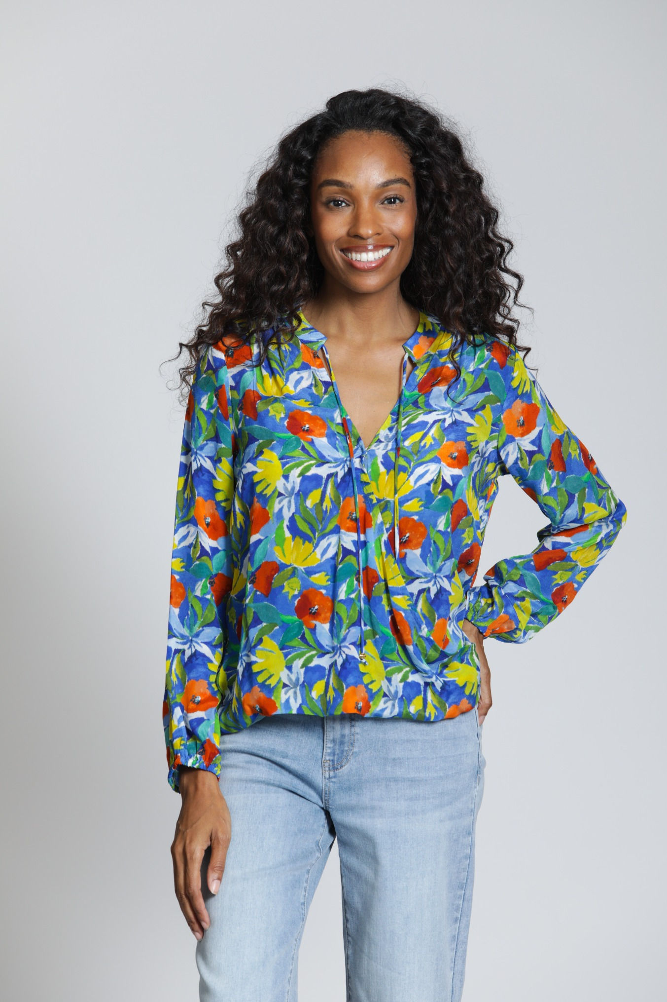 APNY Crossover Blouse Blue Multi