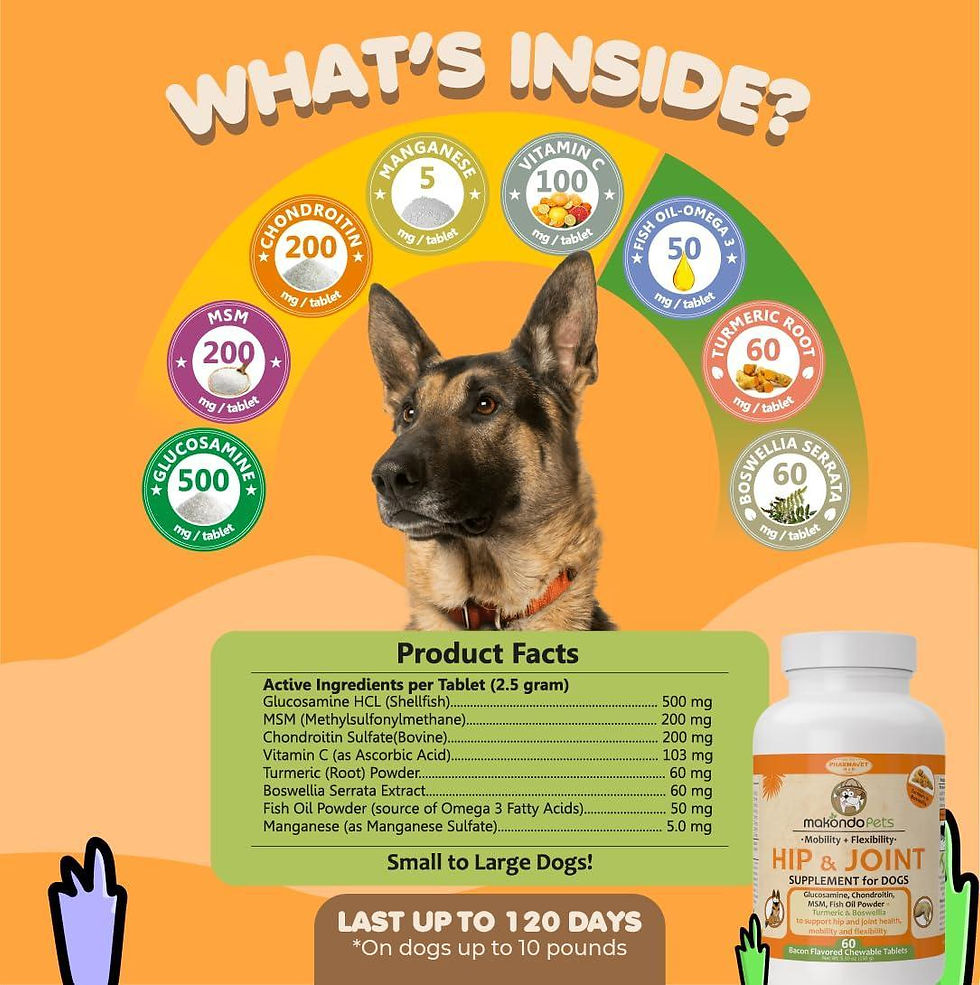 Thumbnail: Dog Hip and Joint Supplement with Glucosamine Turmeric for Dogs Chondroitin MSM