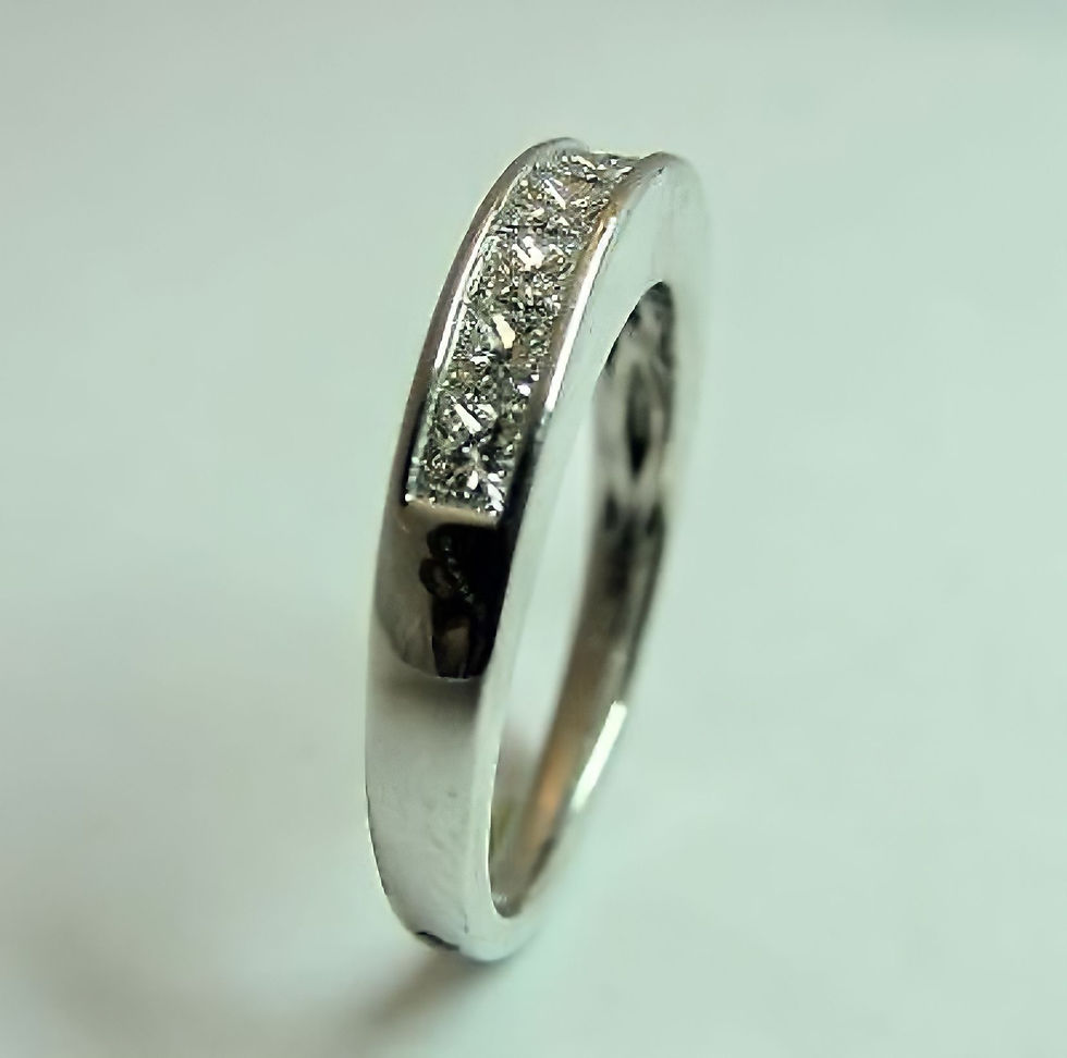 14K White Gold Band Set with Princess-Cut Diamonds