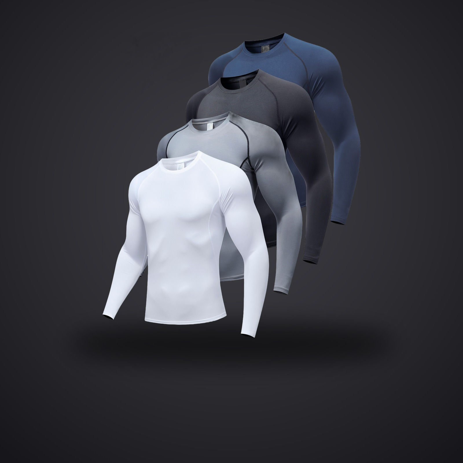 Men's Long-Sleeve Compression Shirt (4-Pack)