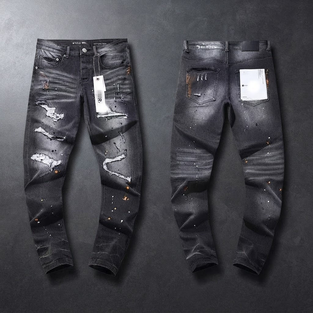 High-Street Ripped Patchwork Jeans