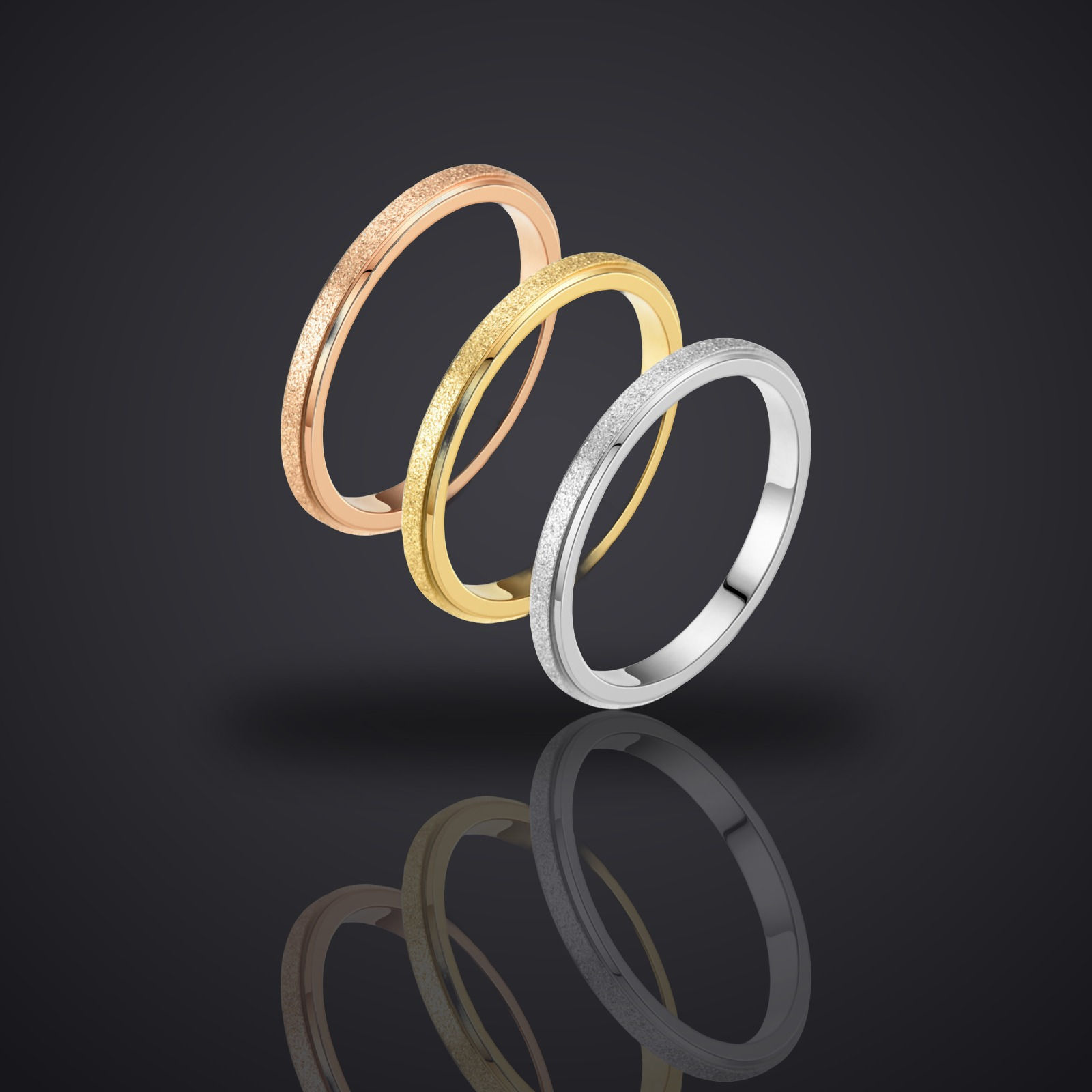 Frosted Double-Step Titanium Steel Ring