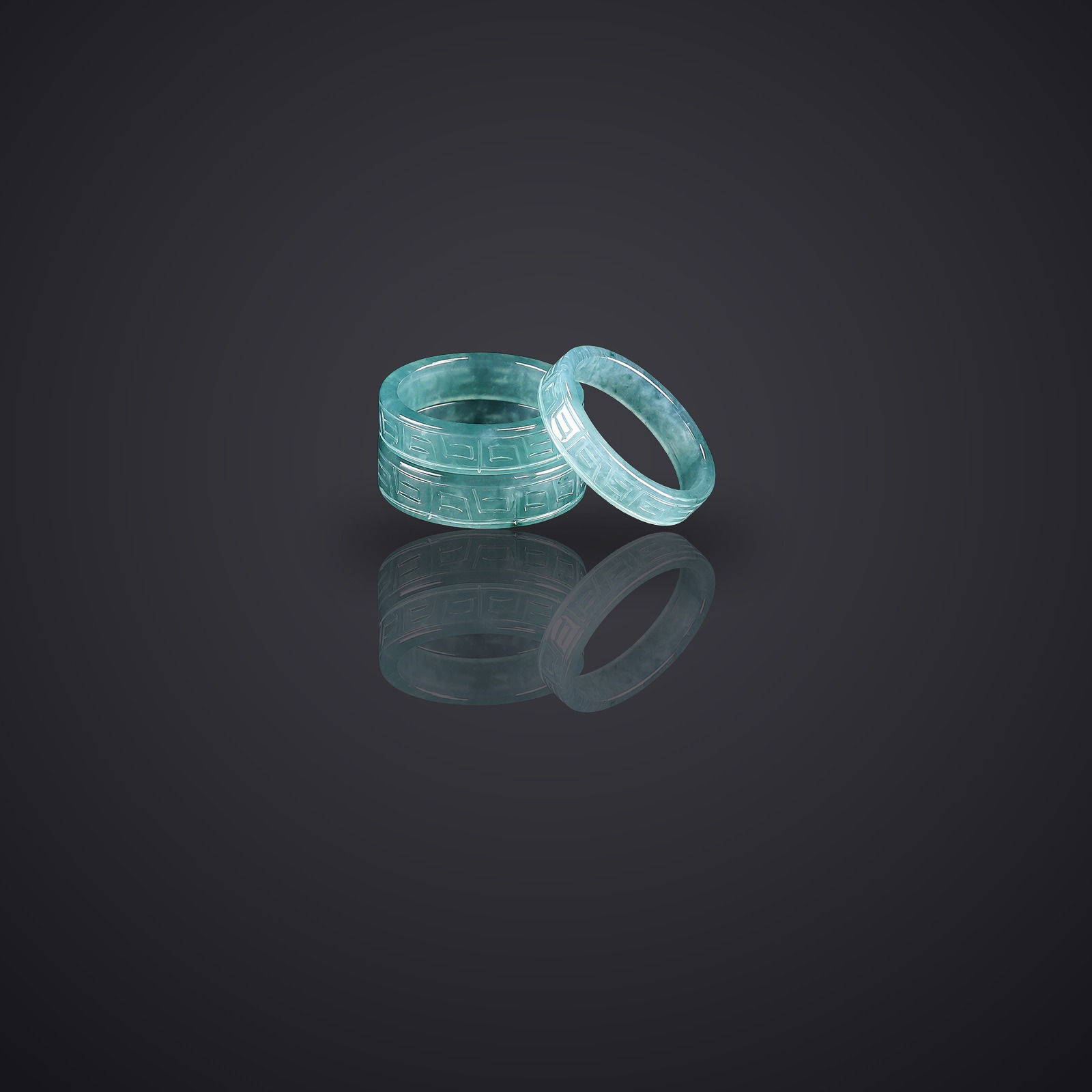 Natural Jadeite 'Blue Water' Square Ring