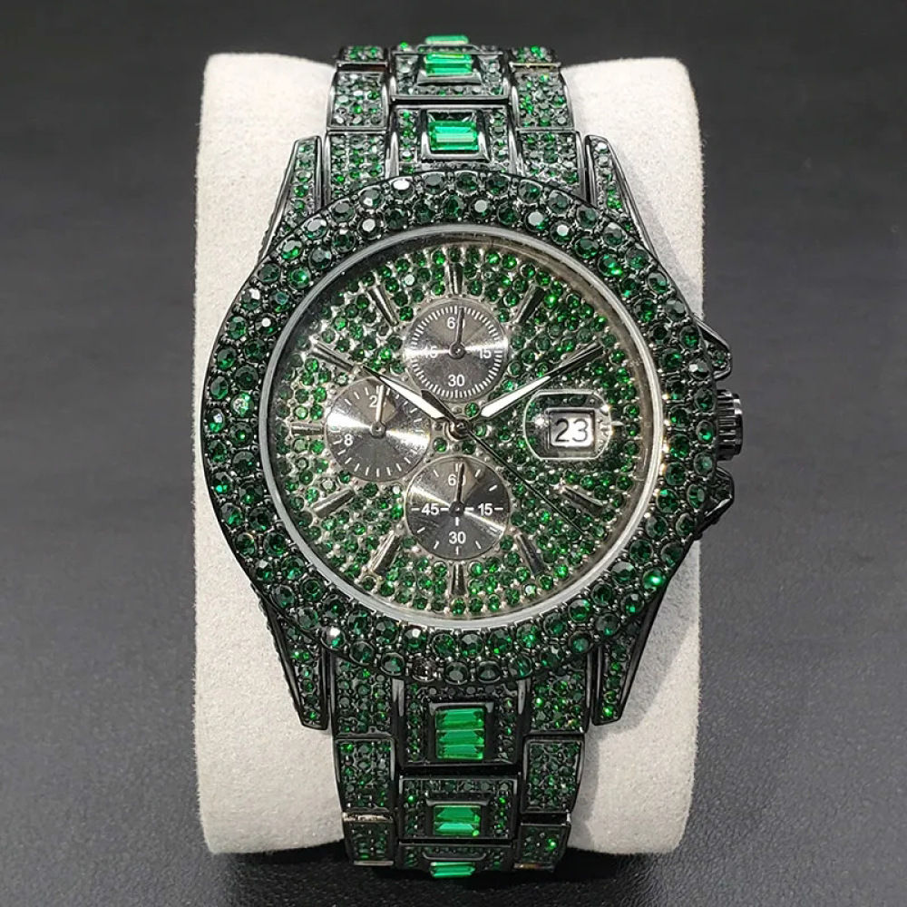 Fashion Mens Diamond Luminous Quartz Watch