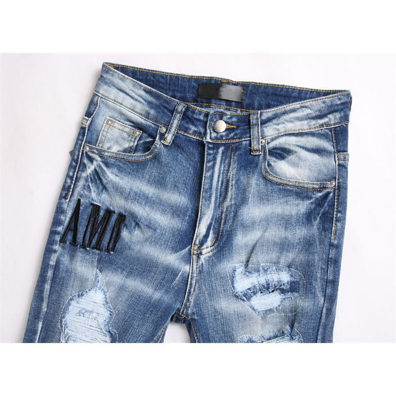 Thumbnail: Embroidered Ripped Slim Fit Jeans