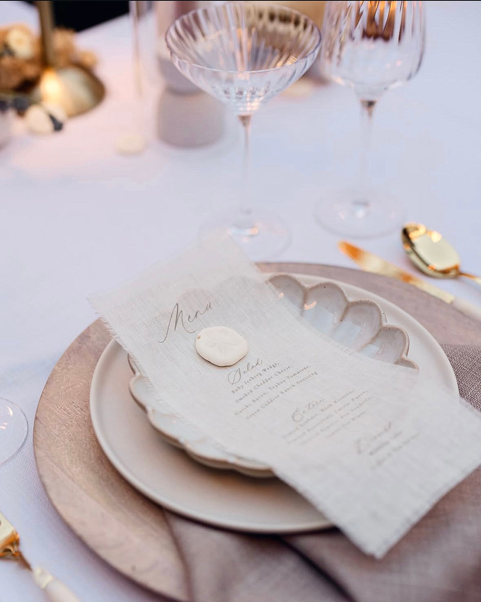 Linen Fabric Custom Menu 4x9 inches