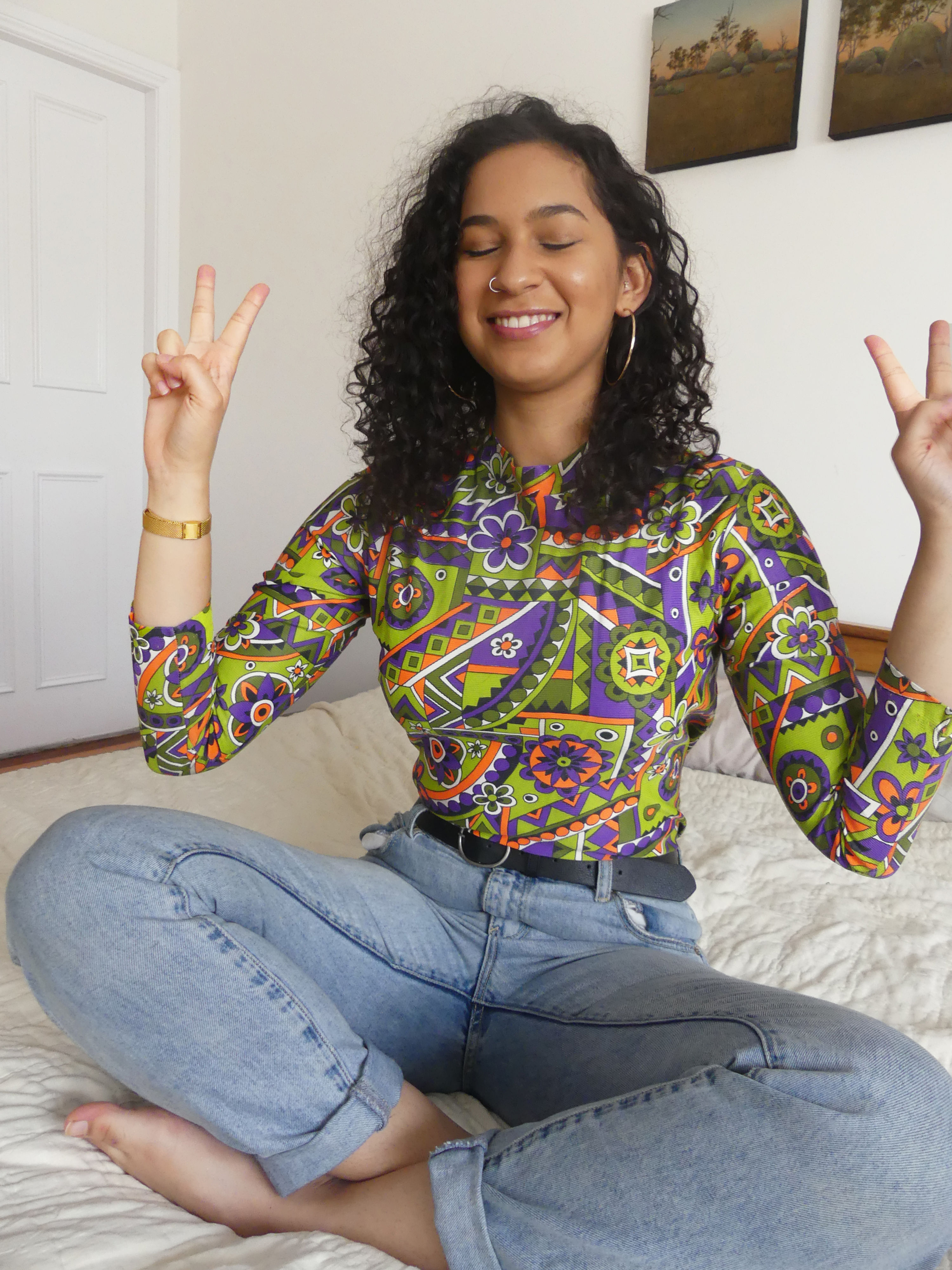 Psychedelic 60's mock neck