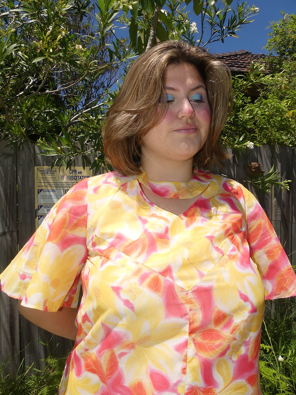 Thumbnail: 60's coral candy hawaiian dress