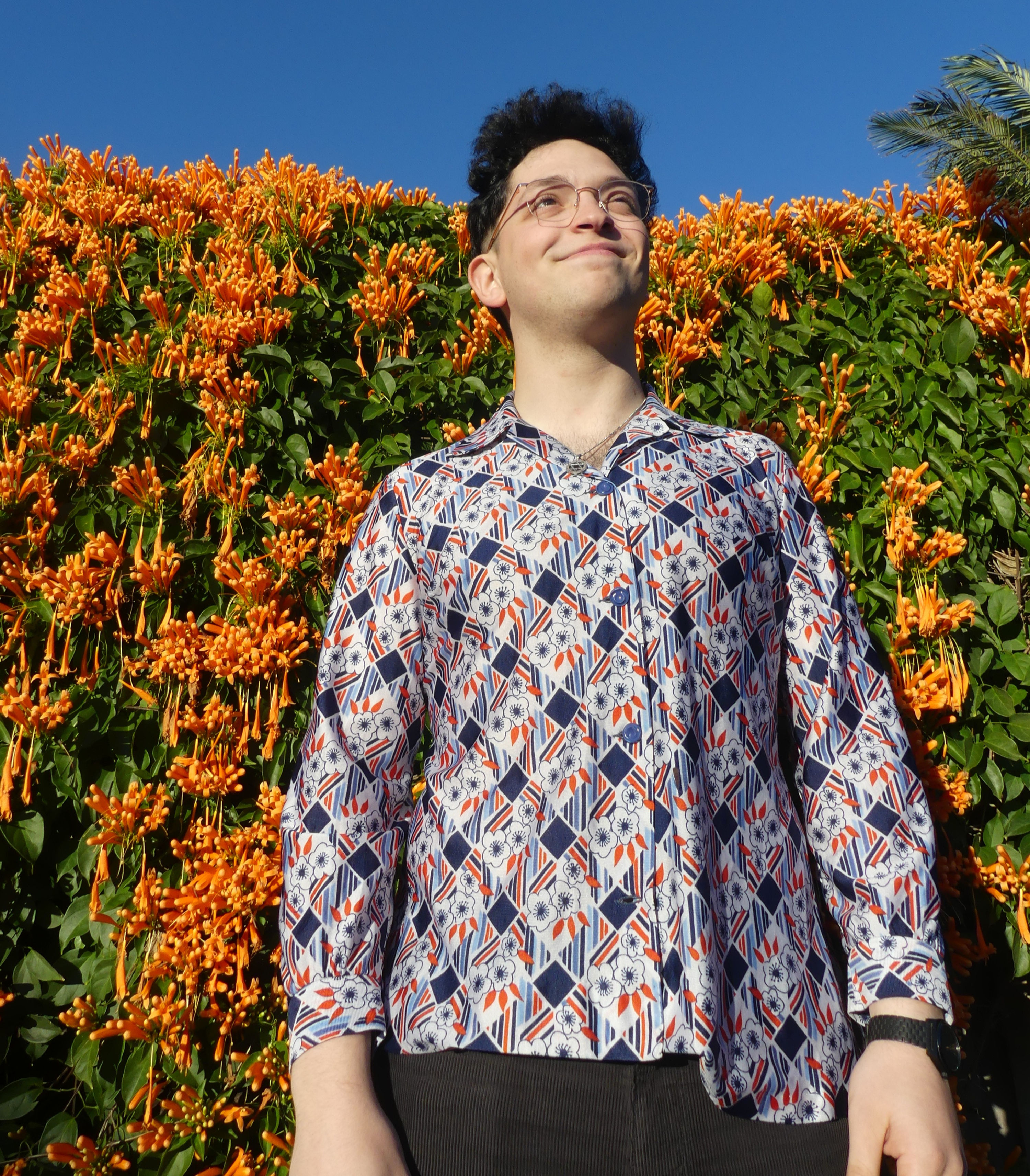 70's geometric floral shirt