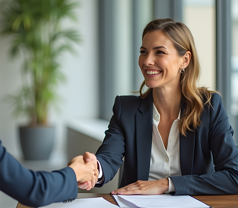 Businesswoman shaking someone's hand