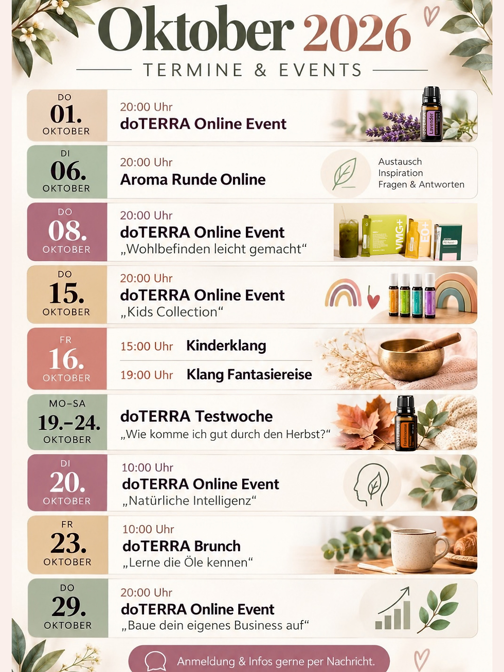Events im Oktober, November und Dezember