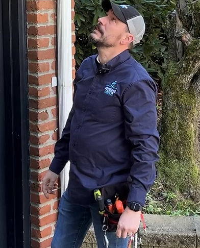 inspector checking garage door