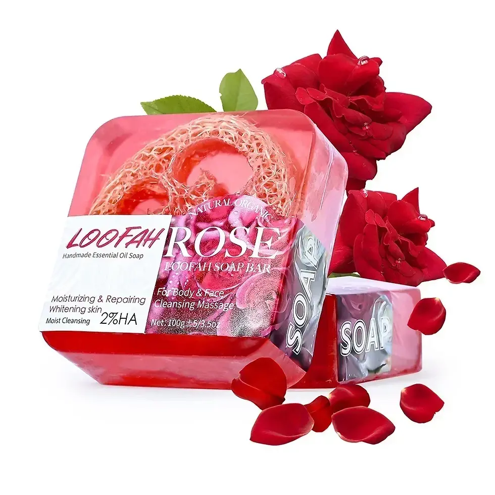 Miniatura: Handmade Kojic Acid Soap With Loofah 100g Lemon Lavender Rose Turmeric Essential
