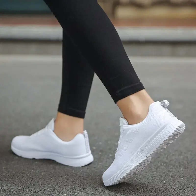 Miniatura: Women Casual Shoes Fashion Breathable Walking Mesh FlatShoesSneakers White