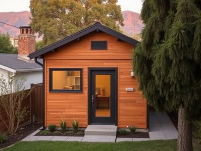 Detached ADU built behind a Pasadena Craftsman bungalow with modern design