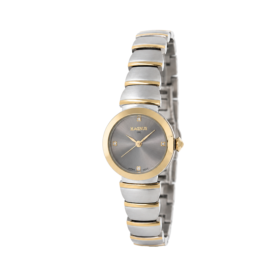 MAGNUS M424L two-tone gold women's watch with dark grey dial and stainless steel bracelet
