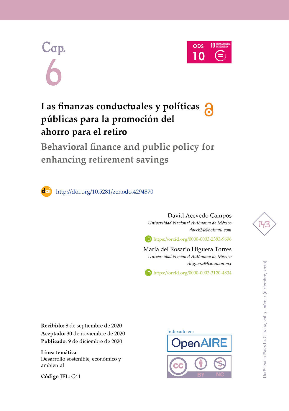 Portada Capítulo 1 libro UPELC vol. 1 núm. 1