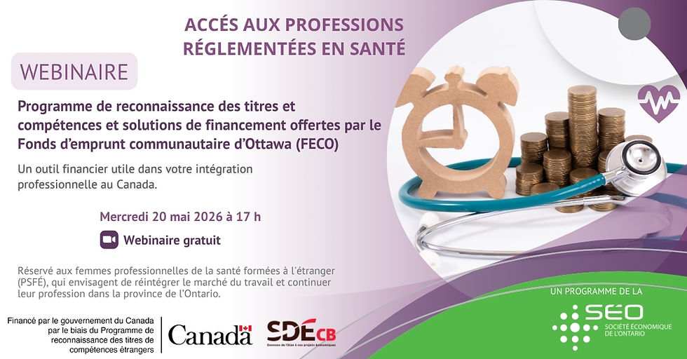Webinaire gratuit — Outils financiers pour les femmes professionnelles de la santé formées à l’étranger 🩺