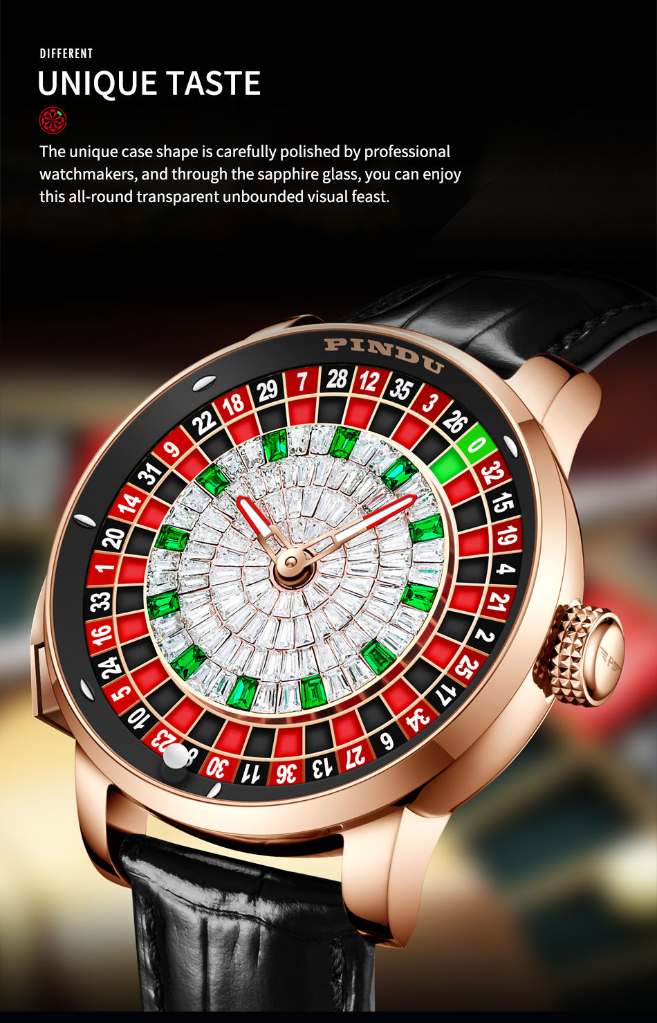 Miniatura: PINDU Design New NH35A Mechanical Watches Men Push Button Turn Russian Roulette 