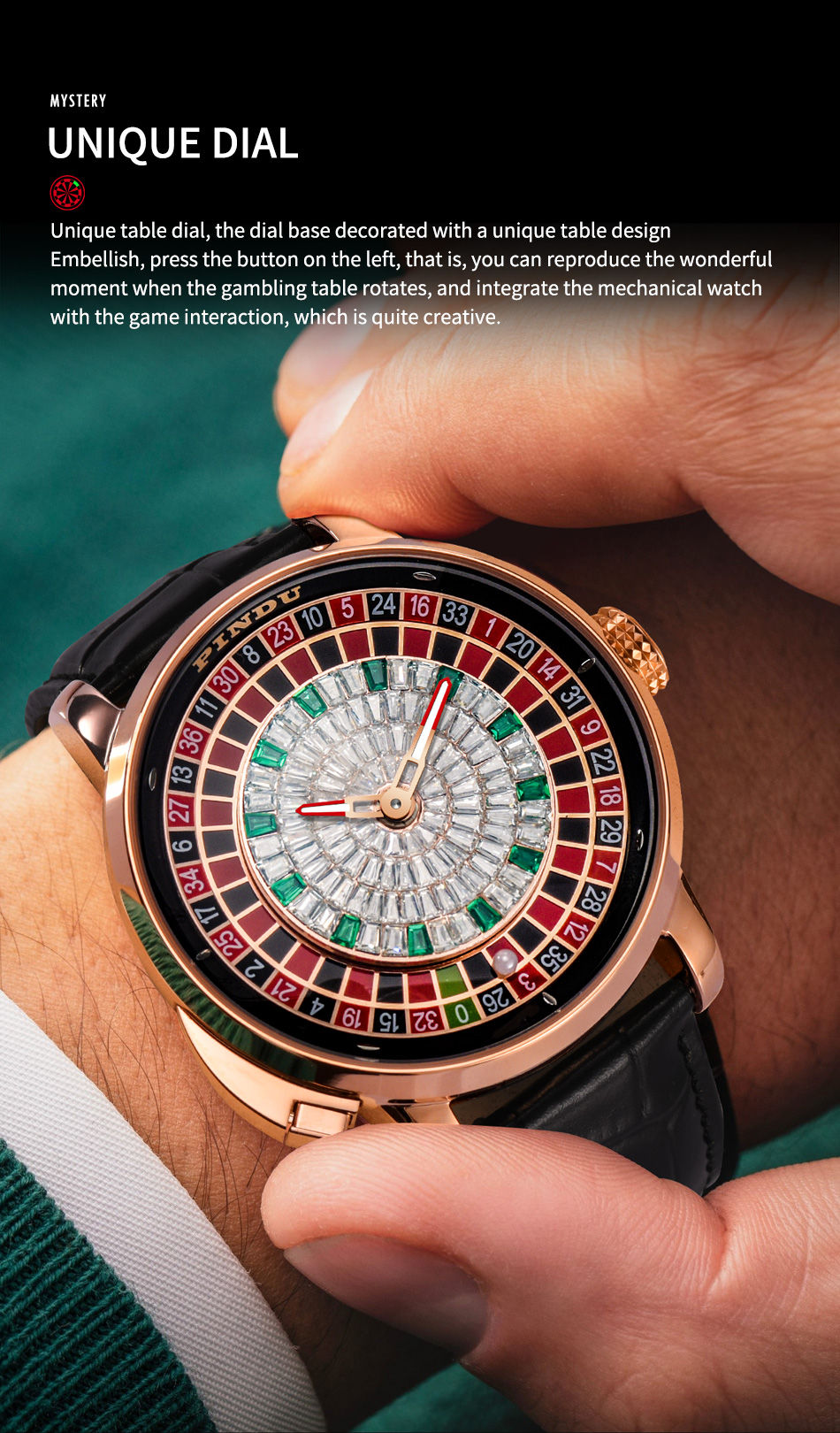 Miniatura: PINDU Design New NH35A Mechanical Watches Men Push Button Turn Russian Roulette 