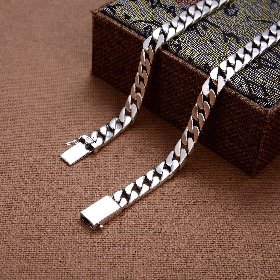Miniatura: 100% S925 Sterling Silver Bracelet 8MM Punk S925 Silver Jewelry Never Fade Carry