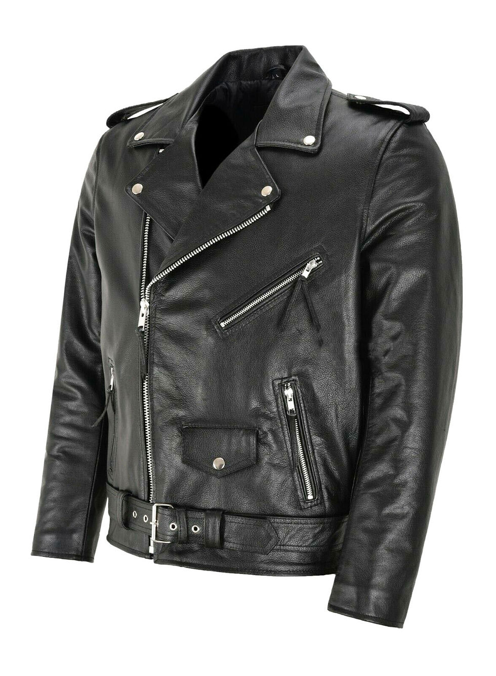 Miniatura: Men PU Leather Jacket Motorcycle Fashion Slim Fit Leather Coat