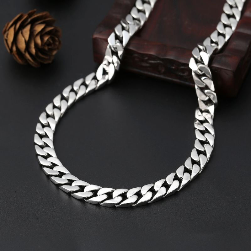 Miniatura: 100% S925 Sterling Silver Bracelet 8MM Punk S925 Silver Jewelry Never Fade Carry