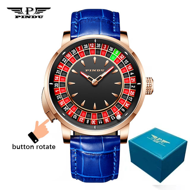 Miniatura: PINDU Design New NH35A Mechanical Watches Men Push Button Turn Russian Roulette 
