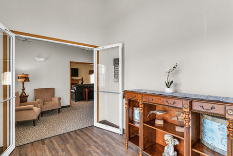 Professional photos of The Glenwood of Staunton senior Living. Model room photos and common areas such as theater and dining areas. 