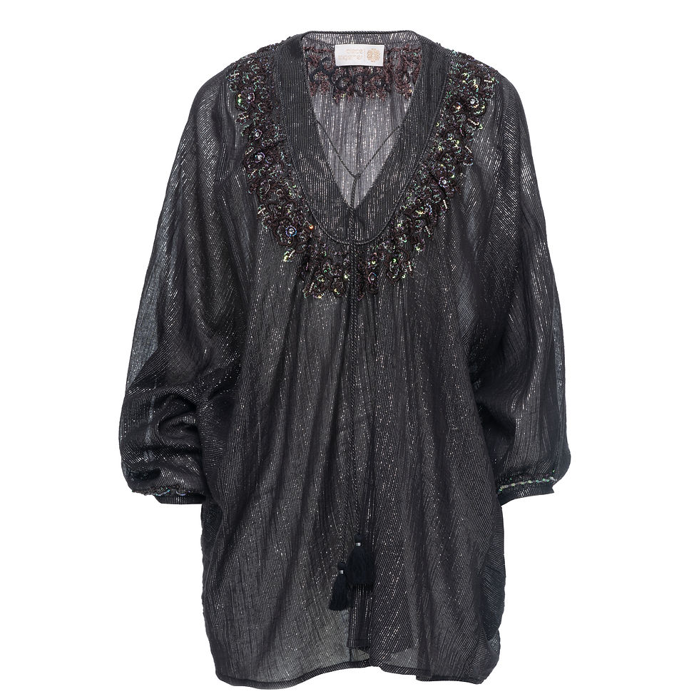 Thumbnail: Lurex Stripe Embroidered Kaftan