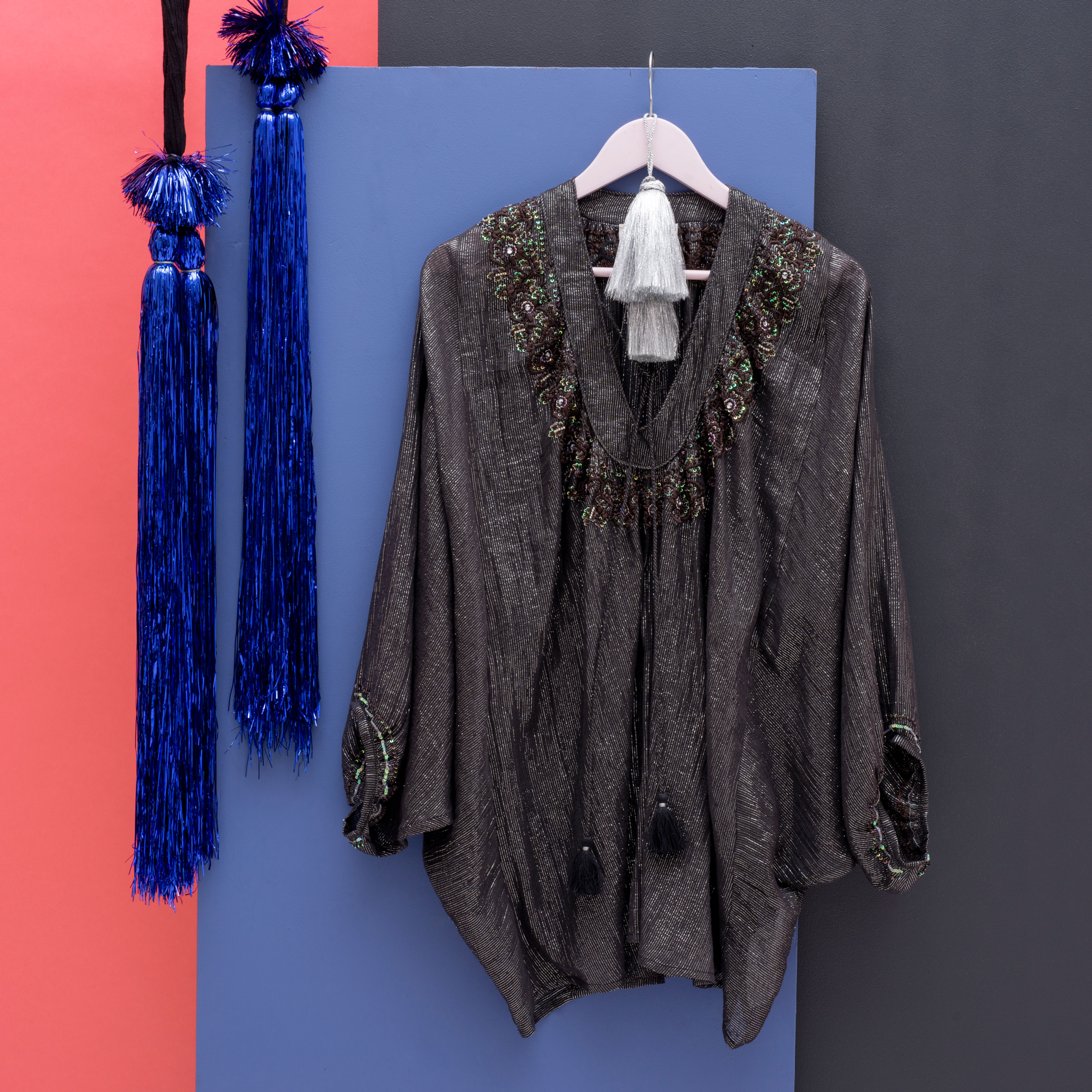 Lurex Stripe Embroidered Kaftan