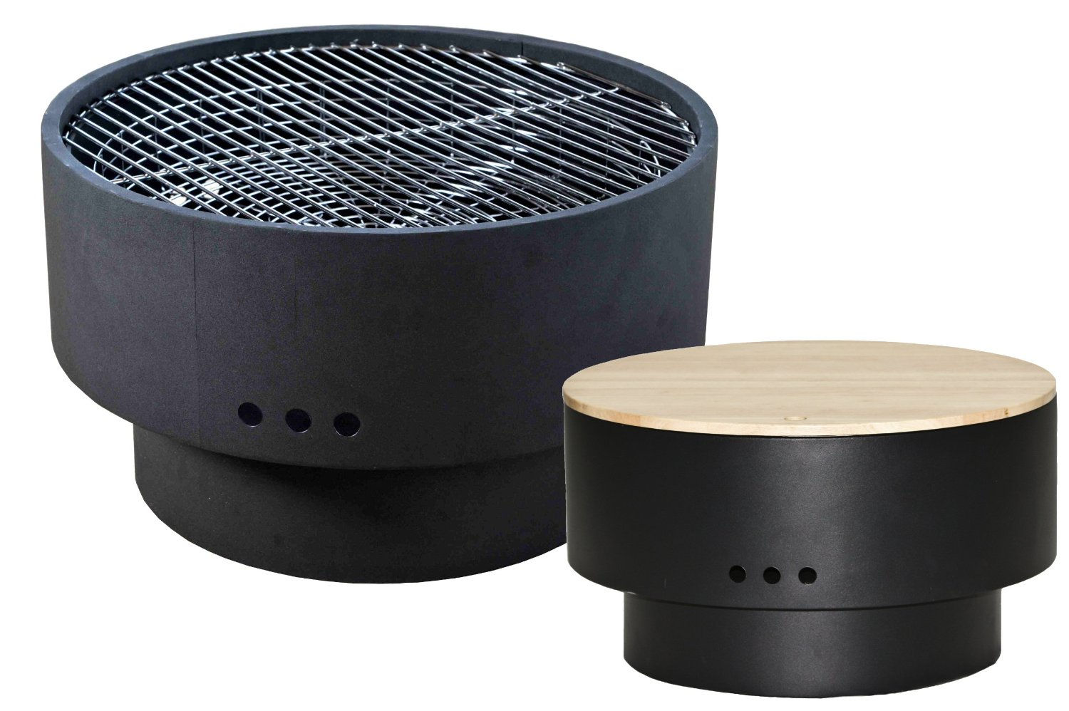 Fire Sense Fire Pit w/ Grill Rack and Hardwood Top