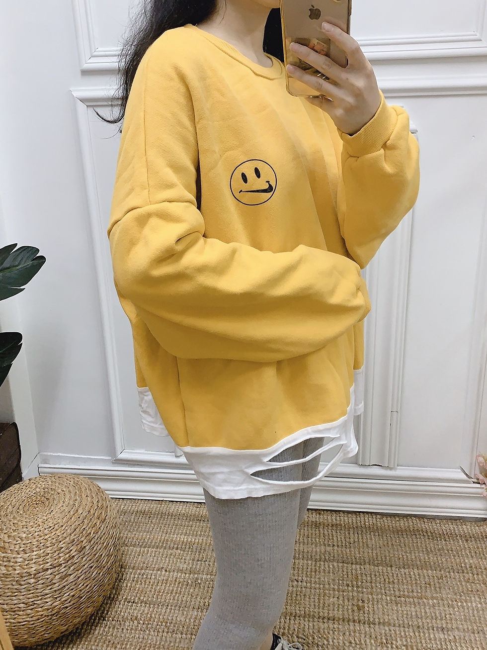 Thumbnail: 正韓 假兩破壞臉T✨顏色：黑/黃/藍 