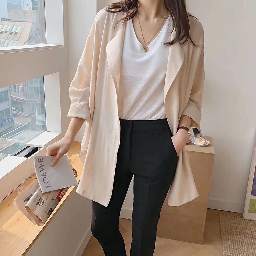 Thumbnail: 🌟正韓春裝新款 🇰🇷簡約大口袋外套 顏色：杏/藍/黑 尺寸：F(S~M） 材質：混紡 