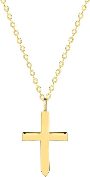 14k Solid Real Gold Plain Crucifix